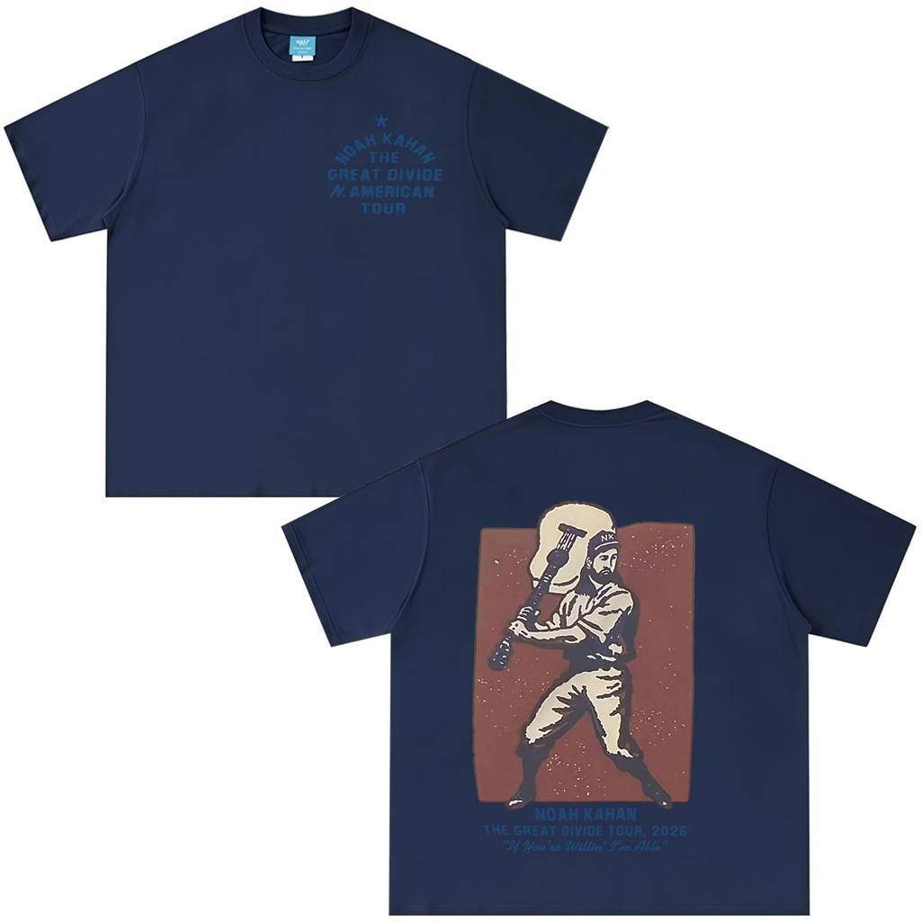 Noah Kahan The Great Divide Tour 2026 Graphic T-shirt Men Fashion Vintage T-shirt Short-sleeved Casual Cotton Oversized T-shirts