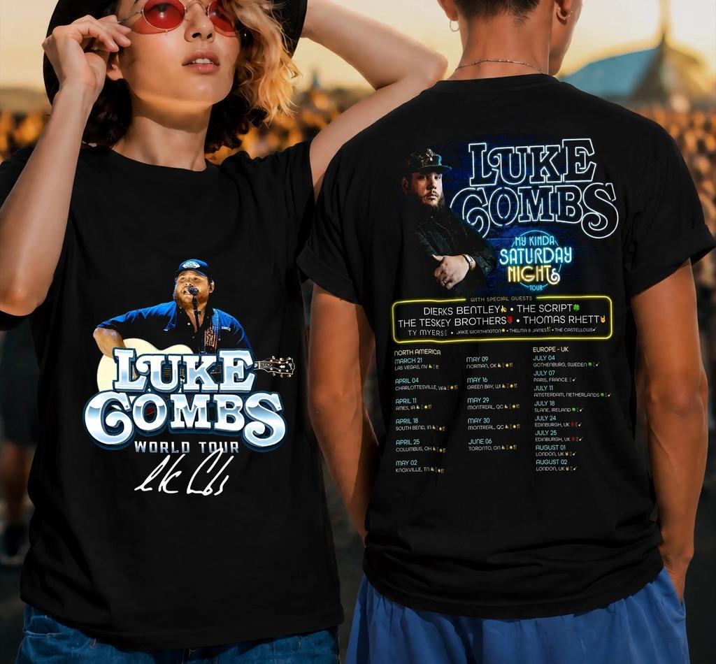 Maglietta Tour Luke Combs 2026, T-shirt Country Vintage, Maglietta Concerto Retrò