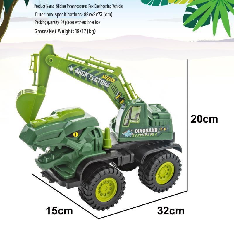 Dinosaur Inertia Toy: Kids' Dump Truck & Excavator Set