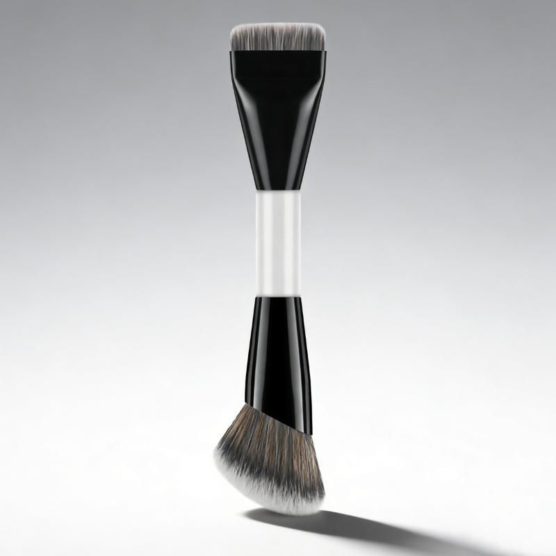Pincel de Maquiagem Dupla Face Com Cerdas Macias e Densas Para Base Contorno Blush Perfeito Para Maquiagem Diária Uso em Viagem