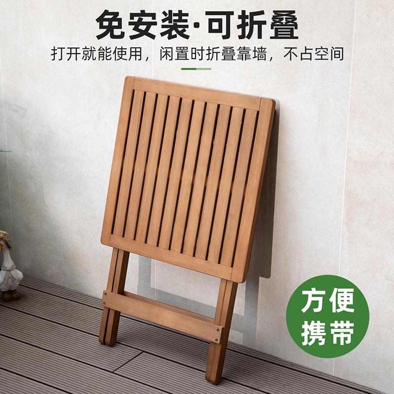 Outdoor Folding Table - Portable Wooden Picnic Table for Home/Camping, Square Balcony Table, Lightweight Dining Table