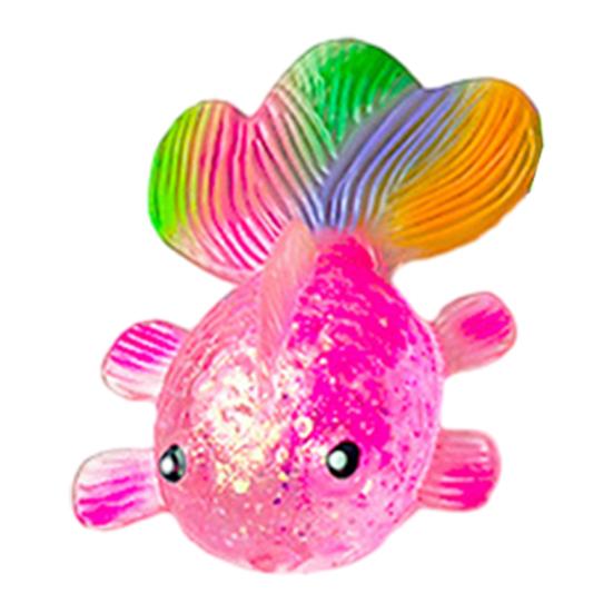 

Rainbow Tail Goldfish Squeeze Toy Stress Relief Clear Glitter Fish Sensory Toy Soft Stretchy Fish Shape Home Office Desk Toy
