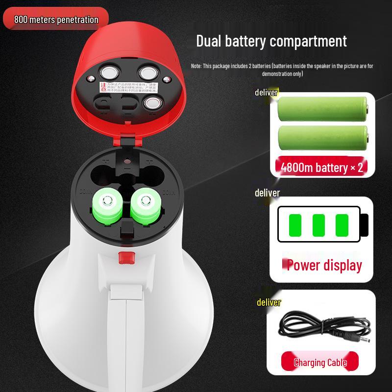 Handheld Outdoor Loudspeaker Megaphone for Street Vendors with Recording and Rechargeable Features