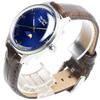 The STAC Japanese-made 36mm Antique Retro Wristwatch for Men and Women, Unisex, Moon Phase Arabic with Blue-Brown Crocodile, ST-MF001