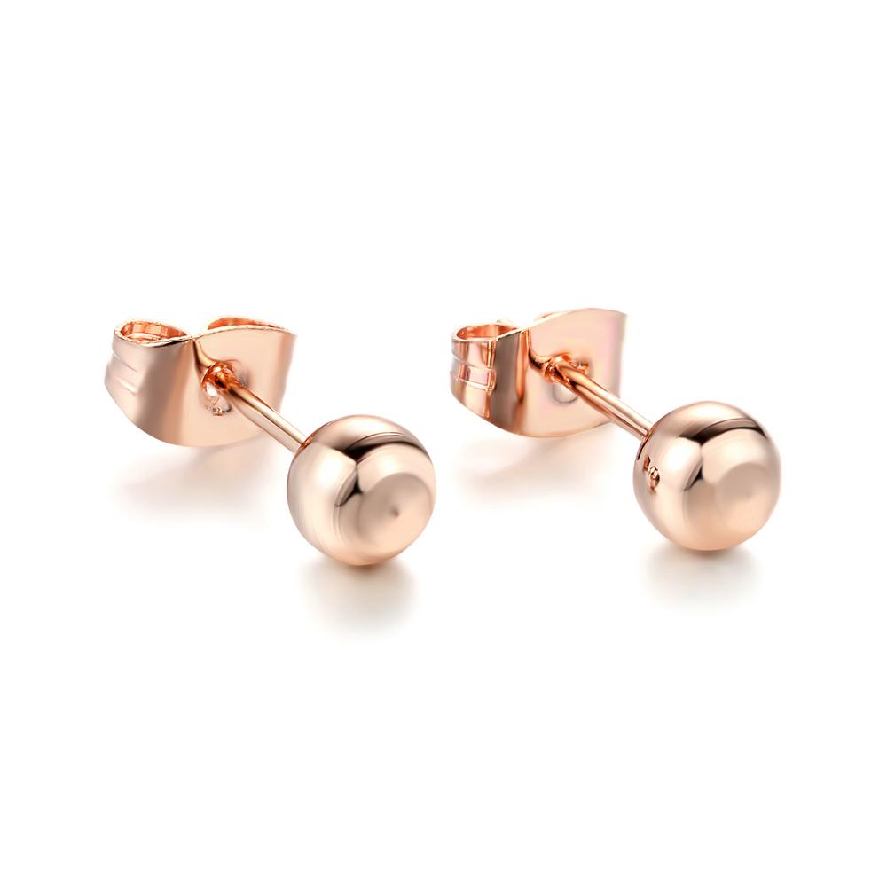 Simple Cute Cube Shaped Geometric Stud Earrings For Women Rose Gold For Female Daily Party Gift Jewelry E536