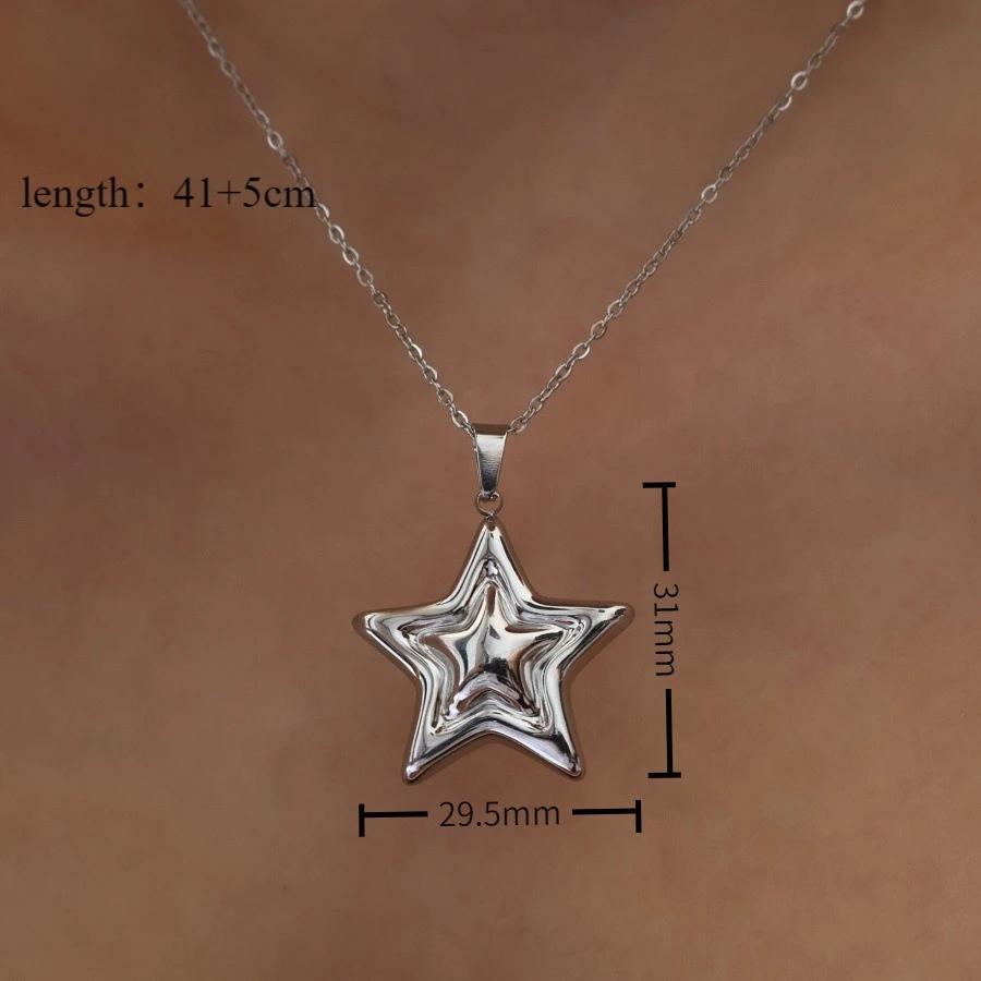 Fashionable 18K Gold Plated Stainless Steel Necklace Jewelry Waterproof Star Ring With Necklace for Weddings