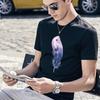 2023 Summer Men Clothes Short-sleeved T-shirt Casual Breathable Male Clothing O-Neck T Shirt Feather Printed Fashion New Tops