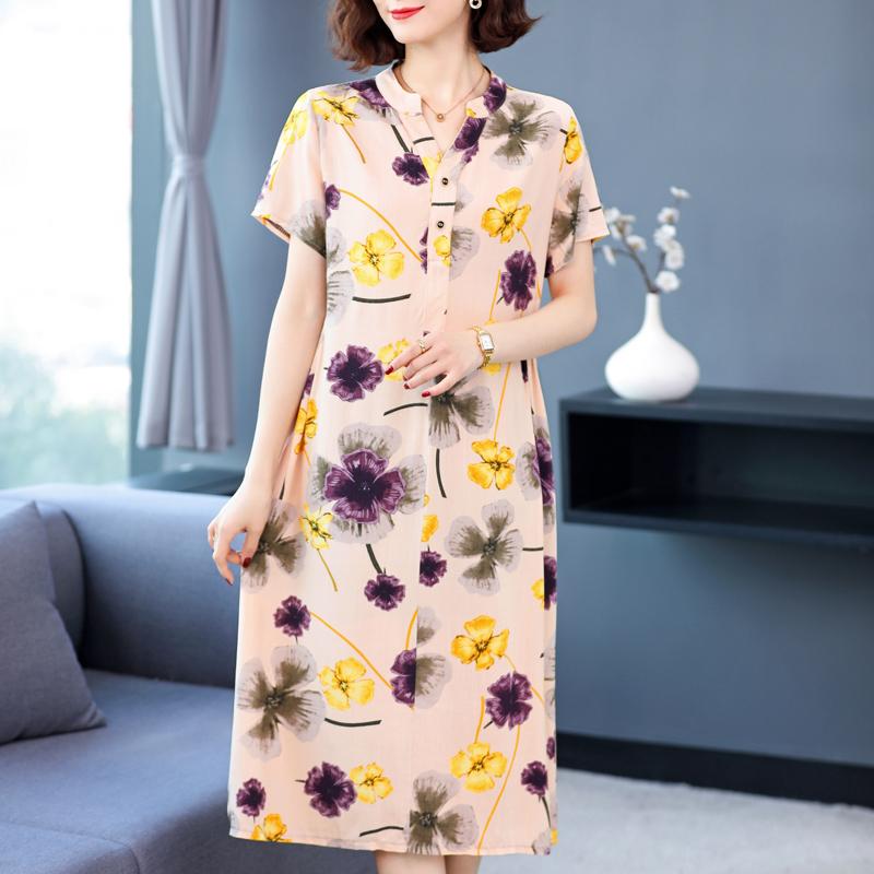 Plus Size Summer Long Dresses for Women Clothes Elegant Short Sleeve Loose V-Neck Women's Summer Dress
