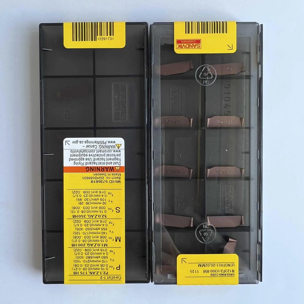 Original Sandvik / N123F2-0300-RM 1125 / CNC Lathe Carbide Blade 10 Pcs