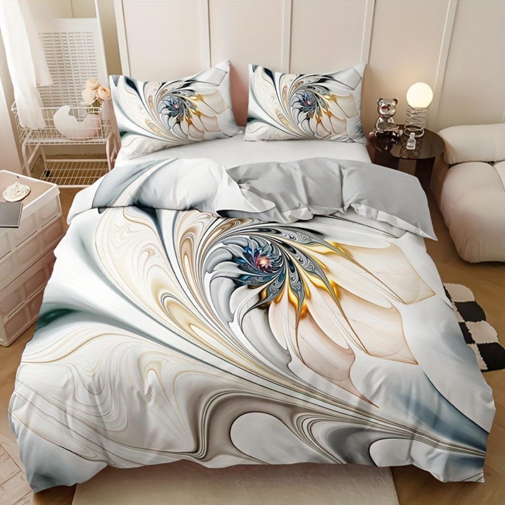 3pcs Champagne Bedding Set Huamei Design Cozy Duvet Cover Set King Queen Twin Single Size Birthday Gift Girl Adult Bedroom Decor