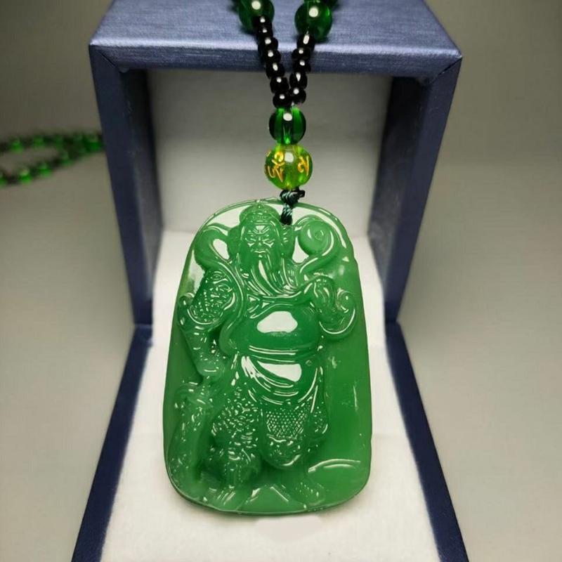 Green Jade Hand-Carved Fox Koi Hollow Jade Pendant Necklace Multicolor Chinese Amulet Women Man'S Lucky Jewelry Gift