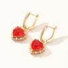 Red Heart Shape Dangle Earrings for Women 2025 New Fashion Drop Earring Zirconia Jewelry Wedding Party Accessories