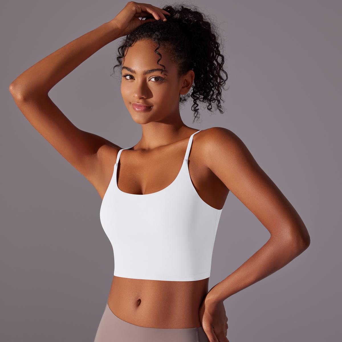 

Auroth спортивный жилет без рукавов женский ударопрочный бюстгальтер для йоги пуш-ап укороченный топ для тренировок в спортзале однотонный топ для фитнеса S белый