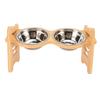 Raised Dog Bowls Stand 15 Degree Tilted Anti Slip Adjustable Dog Dish with 2 Stainless Steel Bowls F