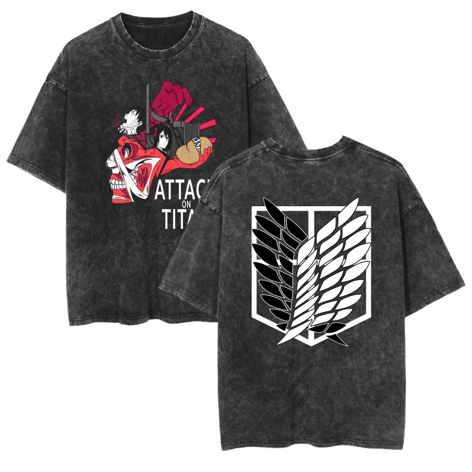Waschbares Attack on Titan Anime Freizeit Baumwoll Sommer T-Shirt