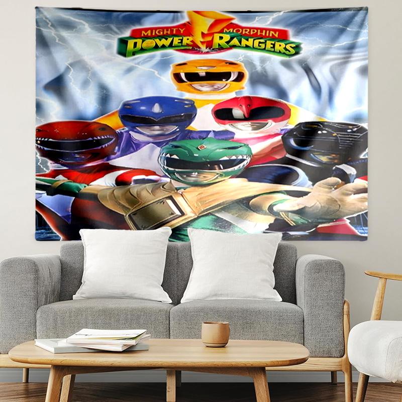 Mighty Morphin Power Rangers Print Tapestry, Lightweight Wall Hanging, for Bedroom, Dorm, Living Room, Home Art Decor - Birthday Christmas Gift for Fr