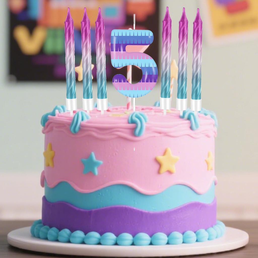 7pcs Video Game Birthday Candles Number0-9 Cake Topper for Kids Battle Boys Birthday Decoration Gaming Party Decoration Supplies