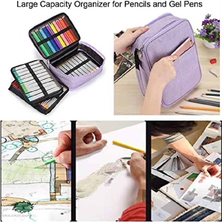 300 Slots Pencil Bag Pencil Organiser Coloured Pencils Storage Bag Pen Holders School Supplies for Girl Boys Adult