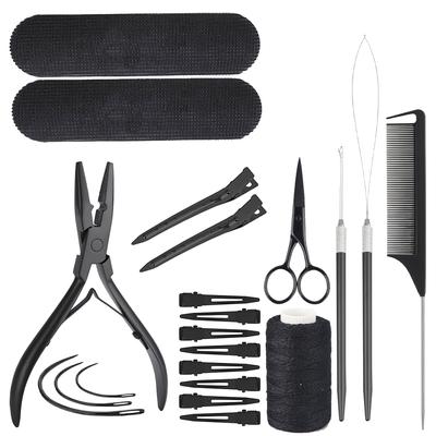 Haarverlängerungs-Werkzeugset, Nähzange, Polyesterfaden, Zugschlaufe, Haarstyling-Tressen