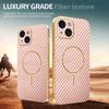For iPhone 15 Phone Case Carbon Fiber Textured Electroplated TPU Back Cover
