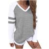 Fashion Women's V-collar Splicing Long Sleeves Leisure Time Tops Blouses