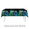 Blue-Green Lightning Glitch Game Controller Birthday Party Tableware Set