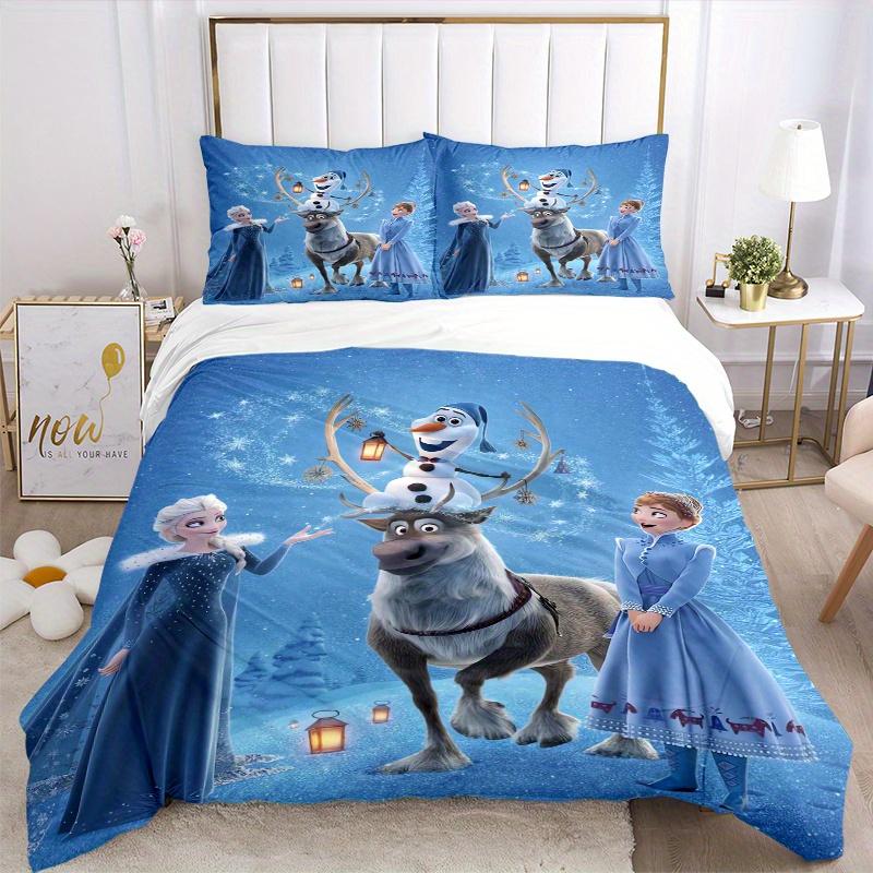 3pcs Frozen Fever Olaf Snowman Reindeer Quilt Cover Set (1 Quilt Cover + 2 Pillowcases Without Pillow Core), High-Definition Printing for Ho