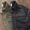 Trendy heavy-duty work shirt for men, thickened twill, loose fit, American retro style, spring and autumn, army green shirt jacket