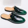 Casual Men's Half Slippers Classic Retro Flat Bottomed Style Outdoor Leisure Party and Daily Life Walking Black Leather Hombre