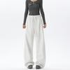 Cotton Drawstring Wide Leg Sweatpants, Loose Straight Leg Casual Sports Five Points Trousers For Summer Streetwear