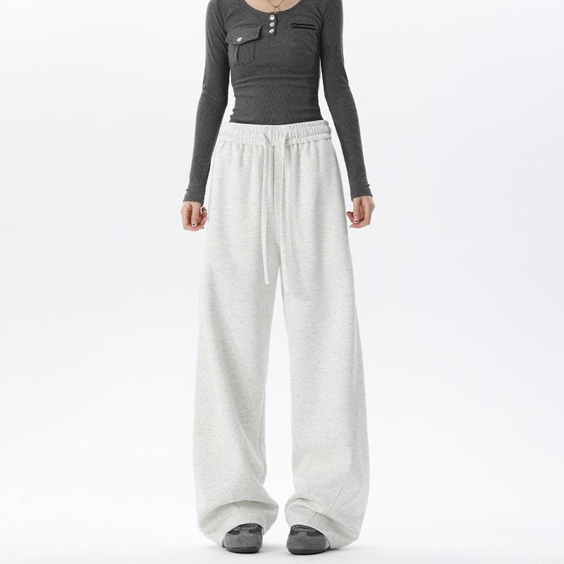 Cotton Drawstring Wide Leg Sweatpants, Loose Straight Leg Casual Sports Five Points Trousers For Summer Streetwear