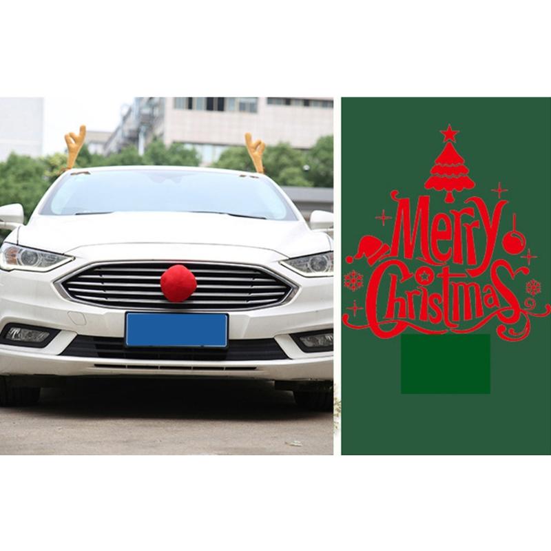 2022 Reindeer Car Kit Christmas Decoration Auto Accessories New Year Supplies Cute Rudolph Nose Elk Antlers Jingle Bell
