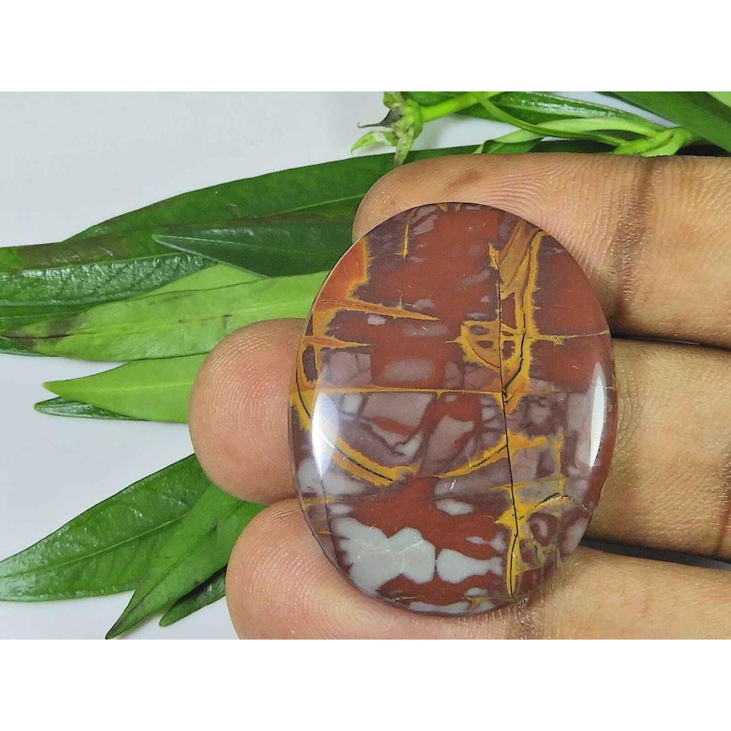 Cabochon ovale en jaspe Noreena naturel, 28 x 35 x 0,5 mm, 51 ct, SK-3833