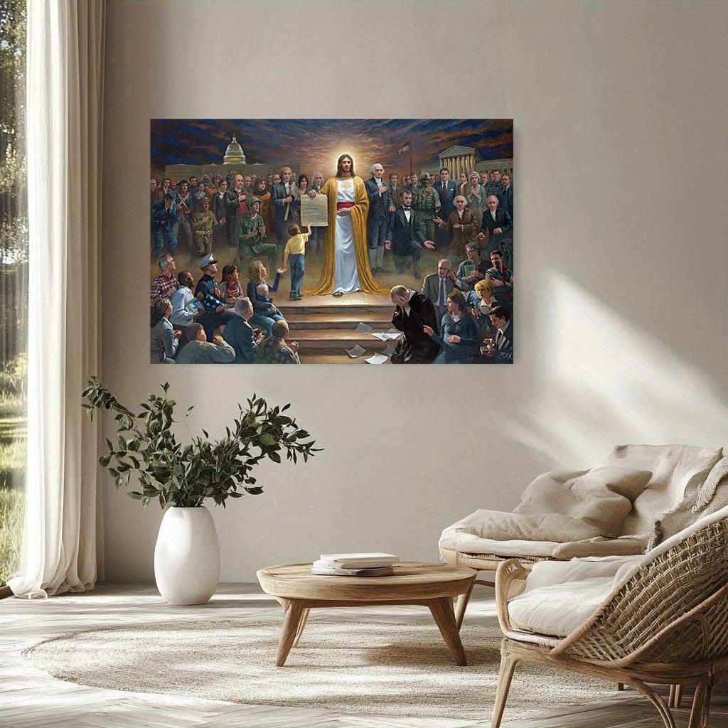 One Nation Under God Jesus Poster Wall Painting Canvas Painting Wall Art Poster for Bedroom Living Room Decor Gift