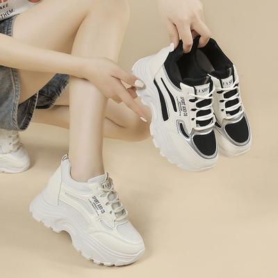 Aumento de Altura Interior y Pies Visibles Zapatos de Papá Pequeños Zapatos de Mujer Verano Nuevo Suela de Muffin Malla Casual Plataforma Zapatos Deportivos