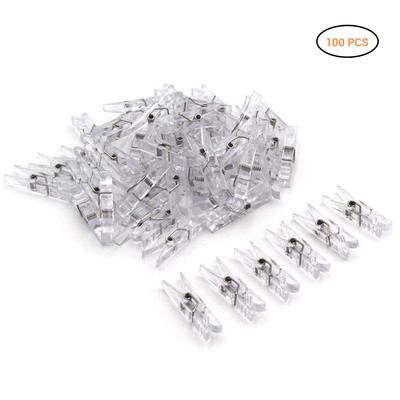 100 szt. mini przezroczystych plastikowych spinaczy do papieru, spinaczy do bielizny, klipsów do bielizny