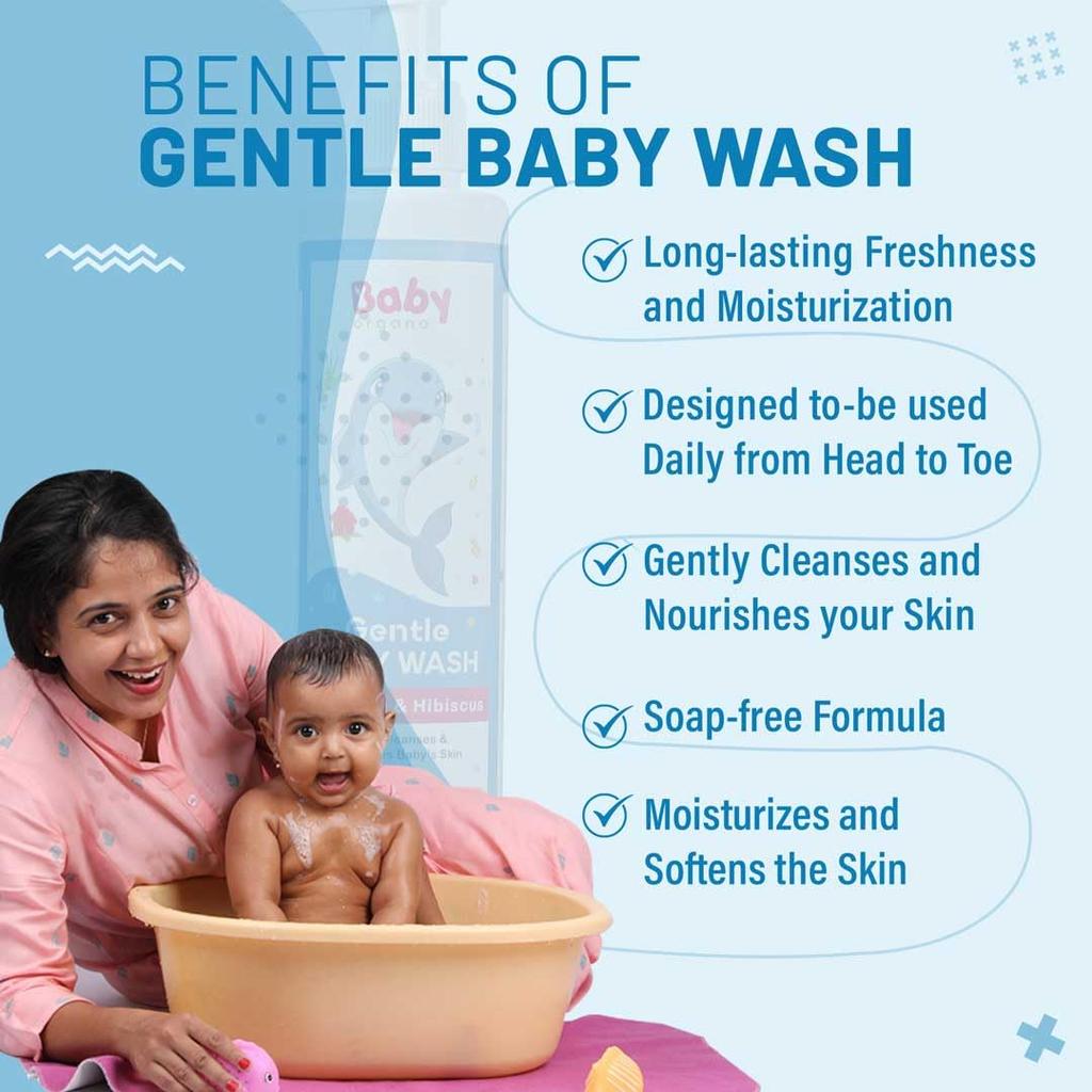Babyorgano Ayurvedic Baby Wash, Shampoo & Lotion Combo (200ml Each), Nourishing, Natural Ingredients for Sensitive Skin