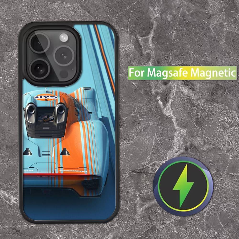 Star G-Gulf Ra-cing Car Phone Case For iPhone 16,15,14,13,12,11,Pro,Max,Plus,Mini,SE Magsafe Magnetic Wireless Charging