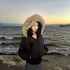 Waist Short Down Jacket Women's New Big Fur Collar Bread Jacket White Duck Down Small Winter Coat