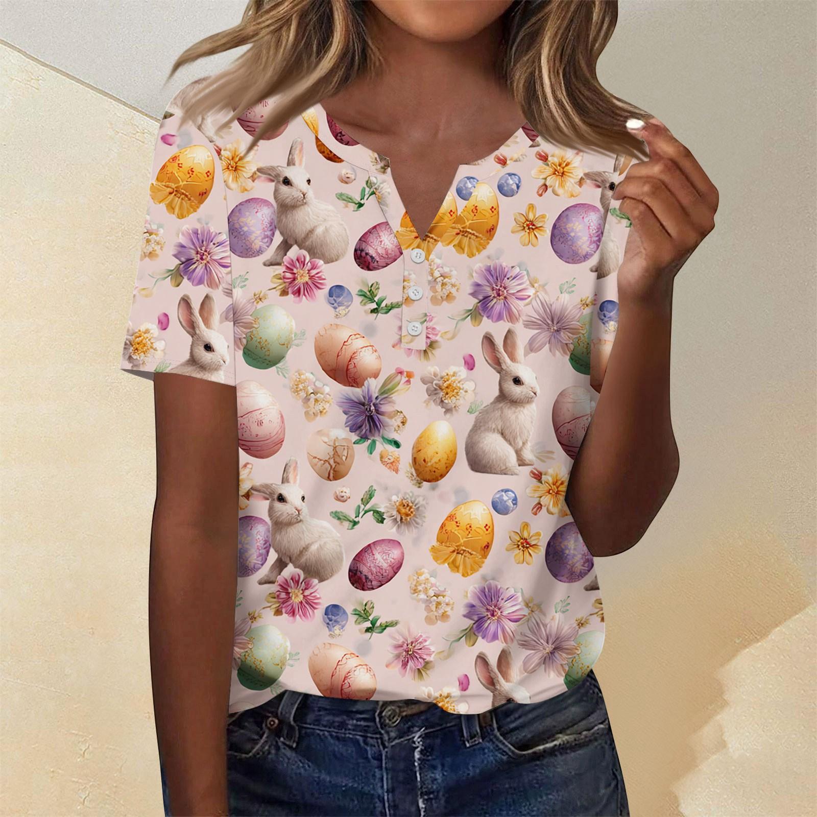 

Women s Fashion Casual Color V-Neck Decorative Button Three-Quarter Sleeve T-Shirt Top XXL фіолетовий