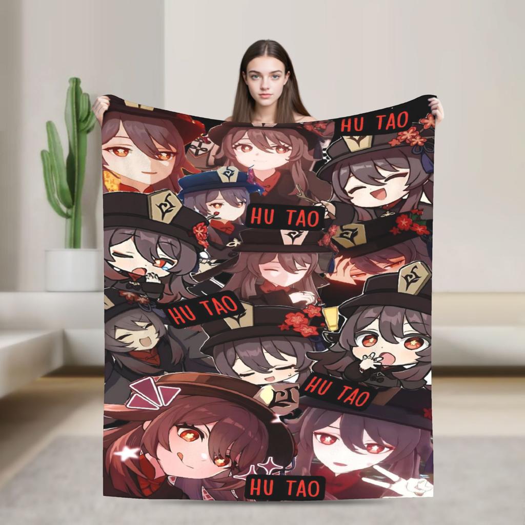 Genshin Impact Diluc Game Warm Soft Blanket Camping Plush Throw Blanket Graphic Bedroom Flannel Bedspread Sofa Bed Cover