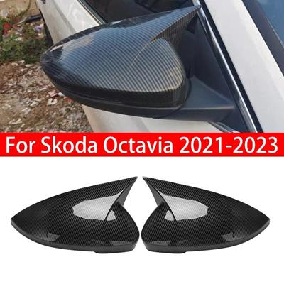 Per Skoda Octavia - Copertura Specchietto Laterale Retrovisore Auto Calotta Ala Adesivo Esterno Porta Retrovisore Esterno Finitura Aspetto Fibra di Carbonio