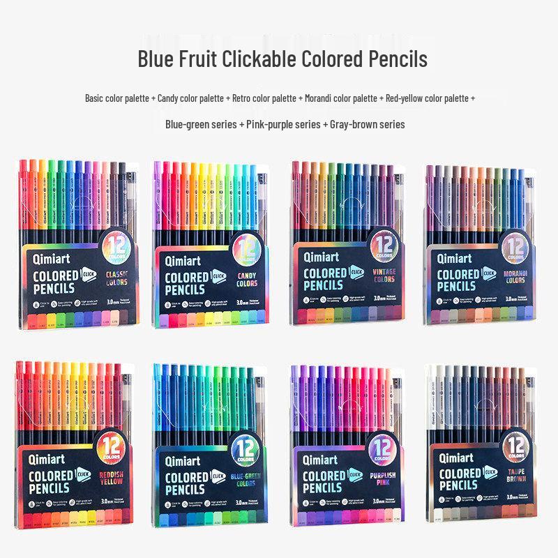 Blue Fruit 12-Color Oil-Based Mechanical Colored Pencils for Students and Professionals