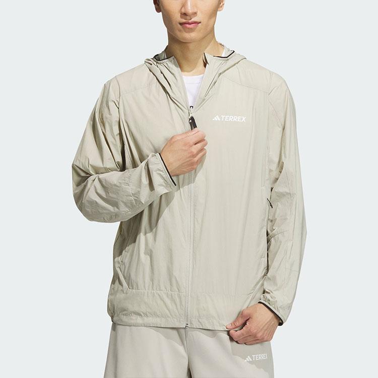 Adidas Terrex Lightweight Wind.Rdy Windbreaker with Hood, Water-Resistant and Breathable Men Outerwear Light-Grey IS0270