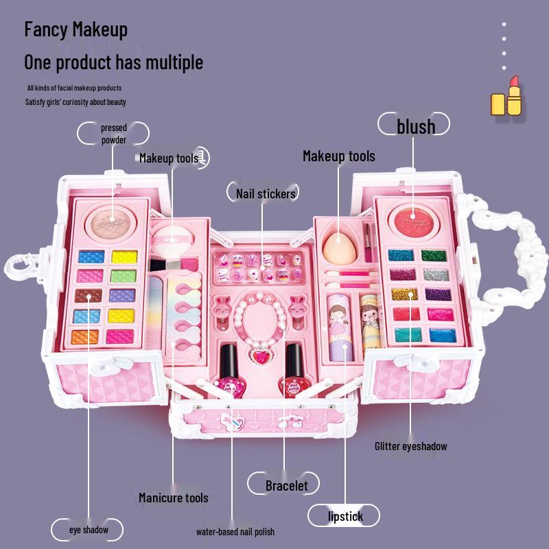 Prinzessinnen Schminkbox: Rollenspiel Kosmetik Spielzeug Set für Mädchen & Koffer - Perfektes Geburtstagsgeschenk