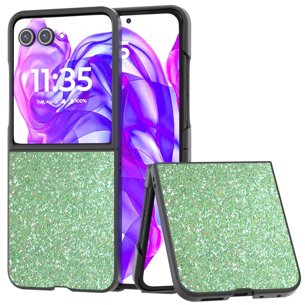 For Motorola Razr 50 Ultra 5G Case Glitter PU Covered PC Phone Shell