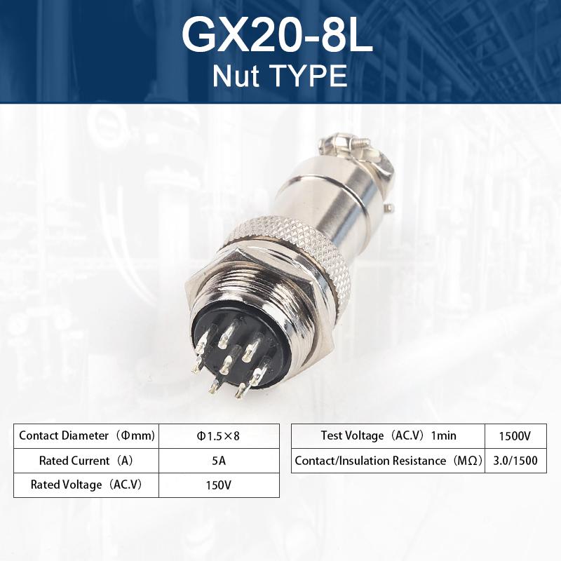 GX20 Nut Type  Male &Female Aviation Plug Socket Connector 2/3/4/5/6/7/8/9/10/12/14/15 PIN Cable Joint  Aviation Plug Connector