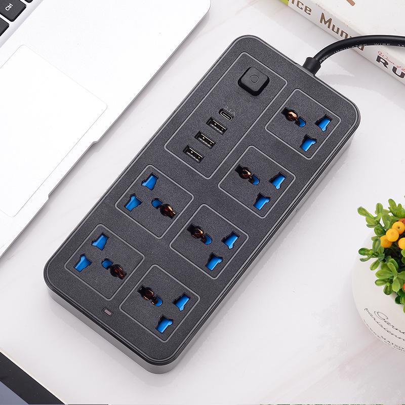 International Universal Power Strip with USB, Multi-Purpose UK & EU Plug Board with Switch
