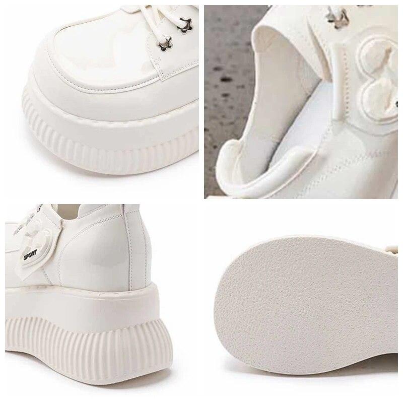 Fujin 9CM Patent Microfiber Wedge Ankle Booties Cushioned Fashion Autumn Pumps High Brand Leather Spring Women Platform Shoes