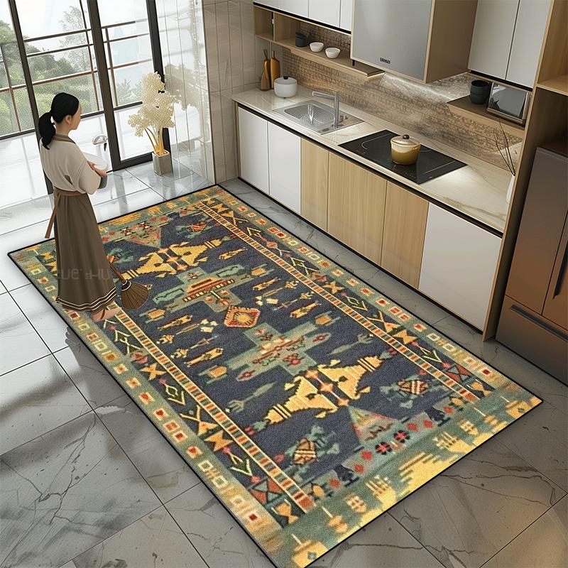 Persische Klassische Druckteppiche Wohnzimmer Heimdekoration Küche Rutschfest Große Teppiche Schlafzimmer Waschbar Eingangstürmatten